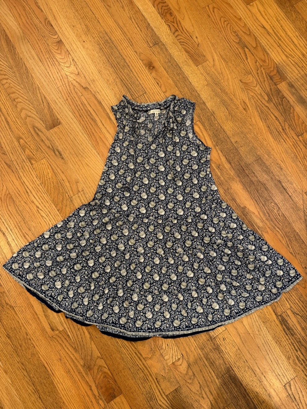 Max Studio Navy and Ivory Floral Top